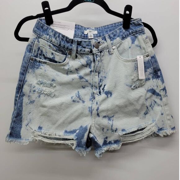 B.P. Womens High Rise Cut Off Distressed Blue Bleach Washed Denim Shorts 27 - Picture 1 of 5